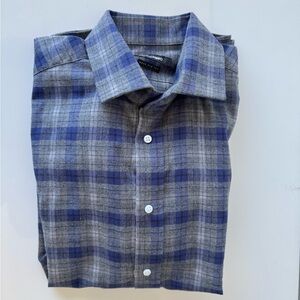Men's Blue Plaid Casual Button Down Shirt